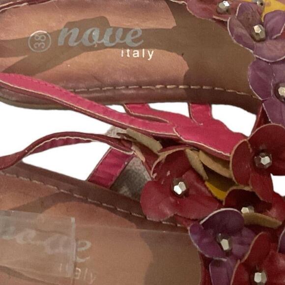 $5$ add on Nove 3D floral,pink,yellow&Purple made in Italy fashion Sandals - Picture 6 of 8